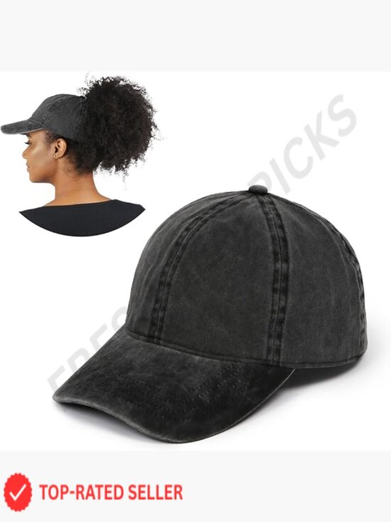 Women\'s Patented Ponytail Baseball Cap with Open Back Adjustable Vintage Wash main image 5
